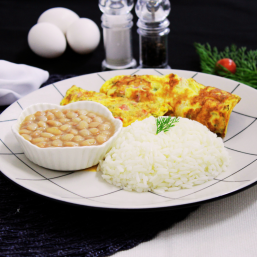 Omelete com arroz branco e feijão carioca 400g | A Tal da Marmita