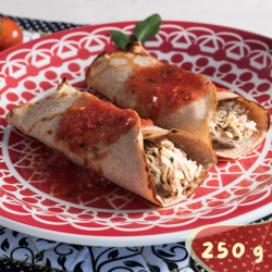 Panqueca integral de frango com requeijão light ao molho  sugo - 250g