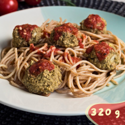 Espaguete integral com almôndegas de lentilha ao molho sugo - 320g